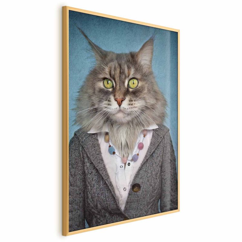 Plakat Artgeist Pani kot 21x30 cm z ramą złotą 1 szt