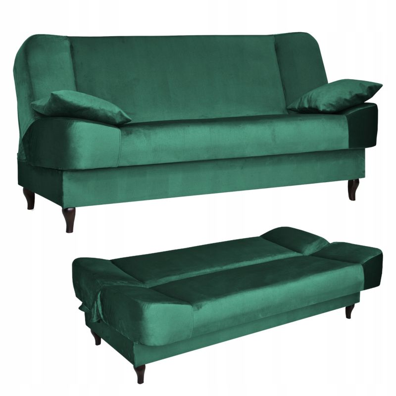 Sofa do salonu rozkładana z poduszkami Family Meble Sara zielona 1szt