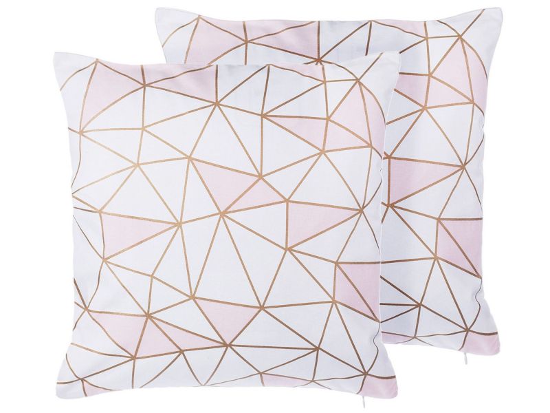 Zestaw 2 poduszek Wzór geometryczny Clarkia Bawełna 45 x 45 cm Różowy 1 par.