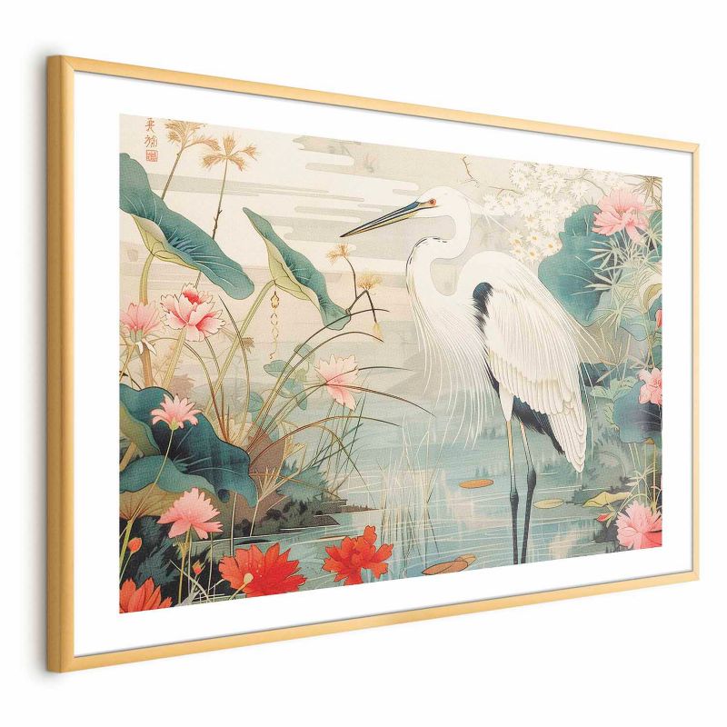 Plakat Artgeist Nad azjatyckim stawem 90x60 cm z ramą złotą 1 szt