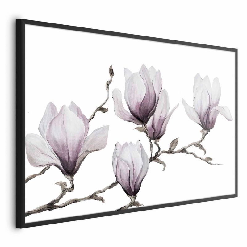 Plakat Artgeist Malowane magnolie 60x40 cm z ramą czarną 1 szt