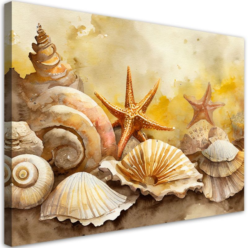 Obraz do salonu sypialni Feeby Muszle Rozgwiazdy Żółty 60x40 cm 1szt