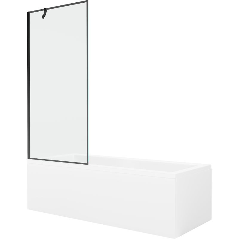 Wanna prostokątna Mexen Cubik 150 x 70 cm z obudową i parawanem 1-skrzydłowym 80 cm czarny wzór 550315070X9508007070 1 szt.