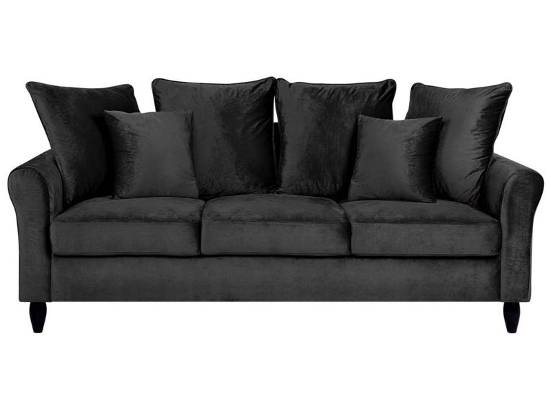 Sofa 3-osobowa welurowa czarna Bornholm 1 szt.