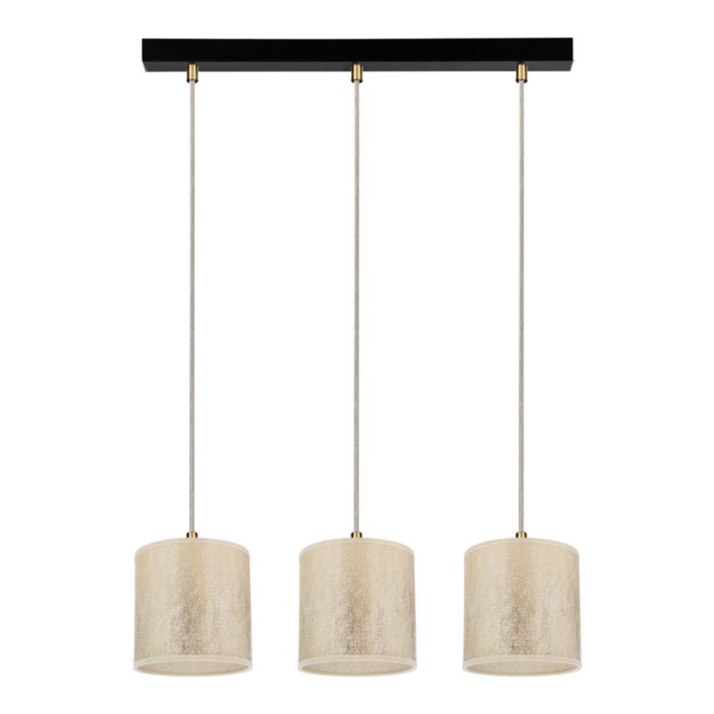 Lampa Wisząca SPOT Light 3xE27 Max.25W Klasyczna Czerń w Połączeniu z Eleganckimi Złotymi Abażurami, 1 szt.