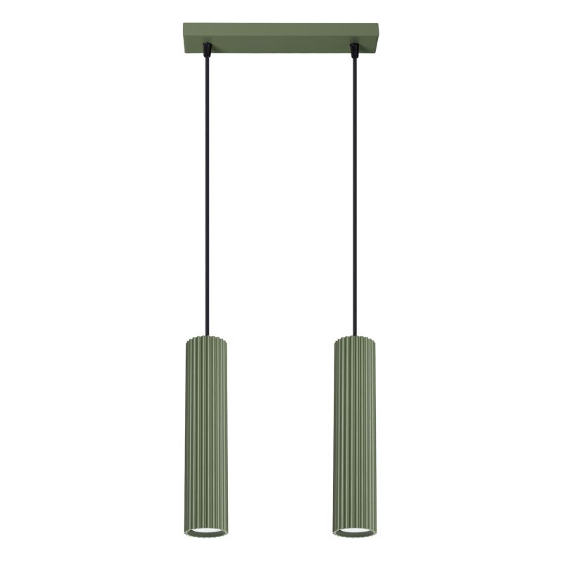 Lampa Wisząca Sollux Lighting KARBON 2 zielona oliwka 1 szt.