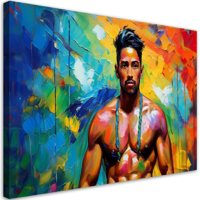 Obraz do salonu sypialni Feeby Mężczyzna Abstrakcja Kolorowy 90x60 cm 1 szt