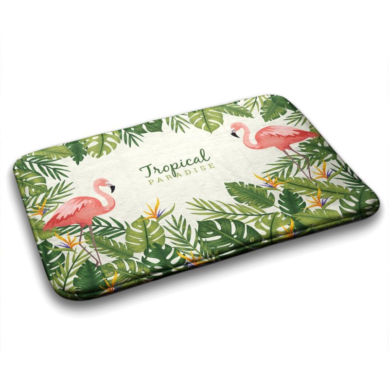 Dywanik łazienkowy Tulup 75x45cm Ptaki Flamingi Mikrofibra Antypoślizgowy 1 szt.