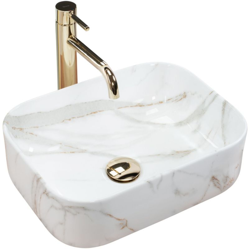 Umywalka Nablatowa Rea Demi Mini Shiny Aiax Prostokątny Biały 40,5X31X14Cm 1 Szt
