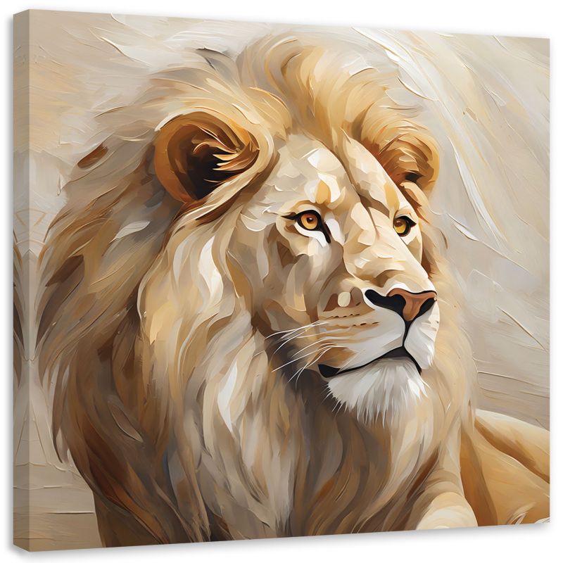 Obraz do salonu sypialni Feeby Lew Beżowy jak ręcznie malowany 40x40 cm 1szt