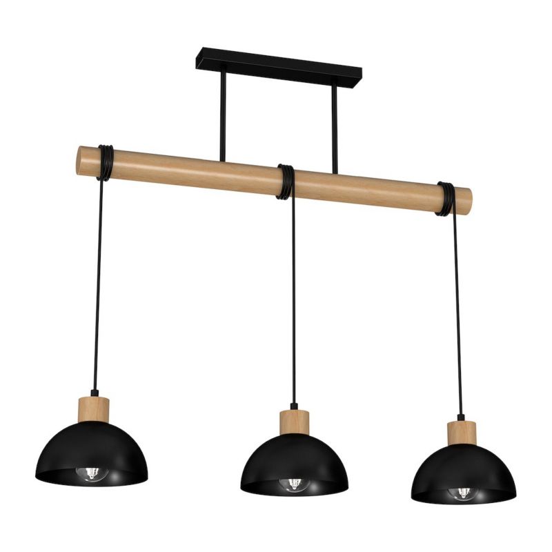 Lampa wisząca Milagro Erik Black Wood 3xE27 Metal 1 szt.