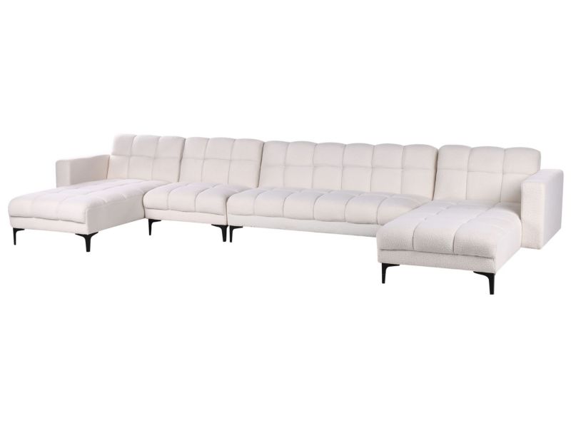 Sofa w kształcie U Alnes Boucle Biały dla 6 osób Symetryczny 1 szt.
