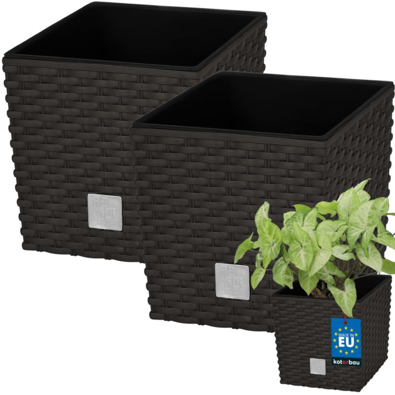 Doniczka ogrodowa KOTARBAU rattan z wkładem umbra 17x17 cm 2 szt.