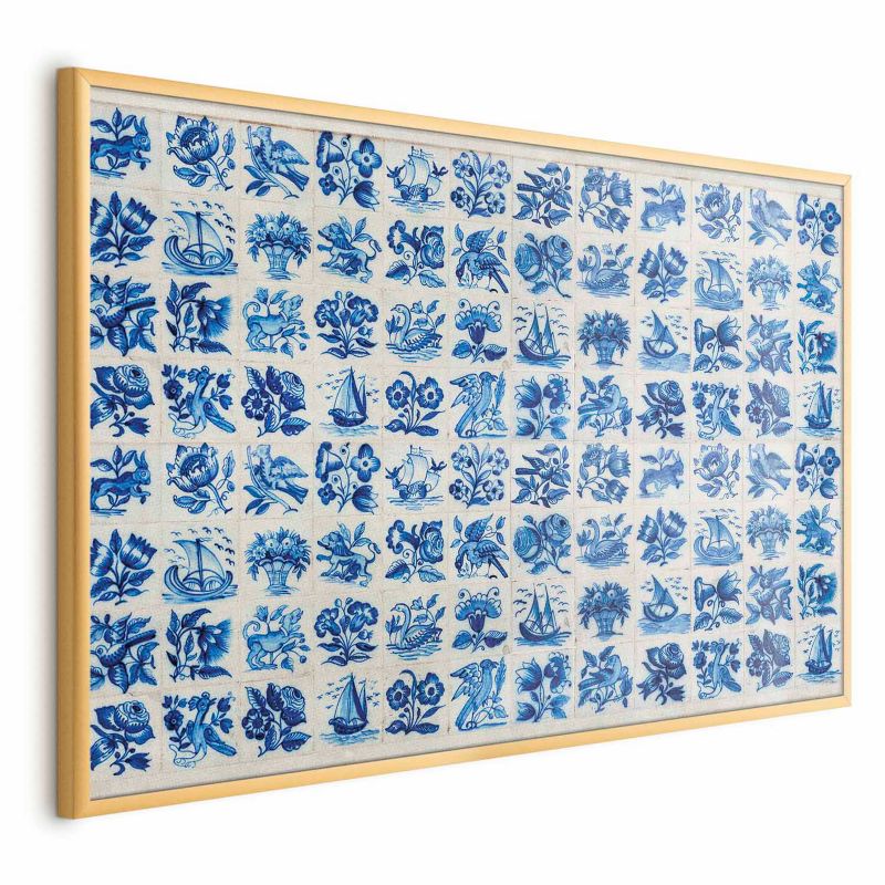 Plakat Artgeist Płytki azulejos 90x60 cm z ramą złotą 1 szt