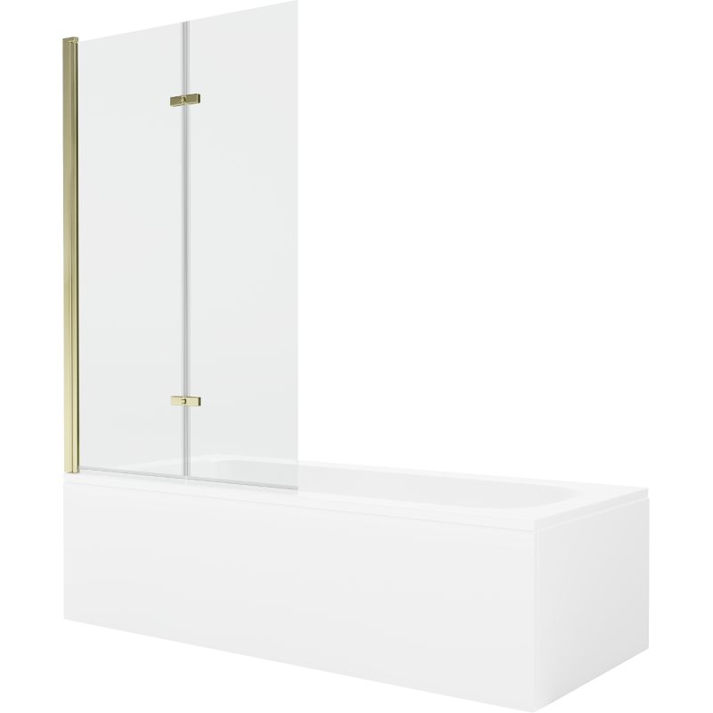 Wanna prostokątna Mexen Vega 160 x 70 cm z obudową i parawanem 2-skrzydłowym 100 cm transparent złoty 1 kpl.