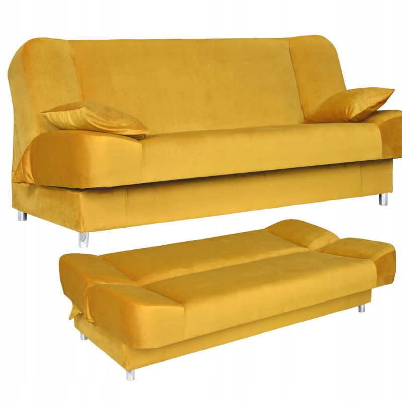 Sofa do salonu rozkładana z poduszkami Family Meble Sara żółta 1szt