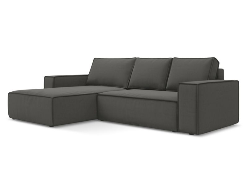 Narożnik lewostronny z funkcją spania Makamii Kimo z weluru 290x185 cm stalowy 1 szt.