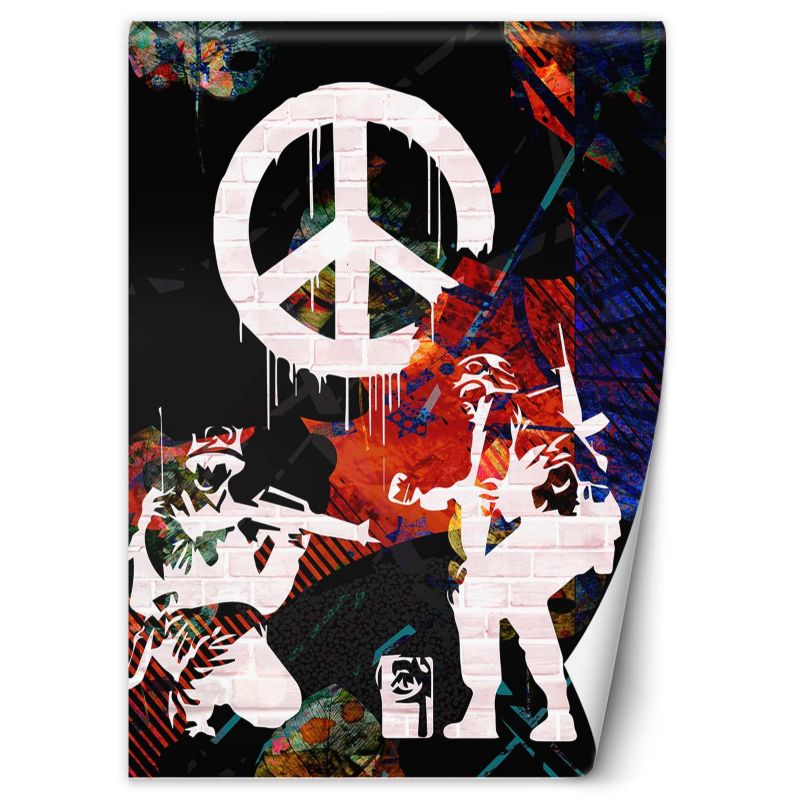Fototapeta Feeby Banksy Żołnierze i malowany znak pokoju 150x210 1 szt