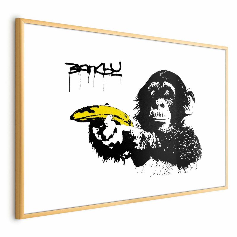 Plakat Artgeist Banksy: Małpa 42x29,7 cm z ramą złotą 1 szt