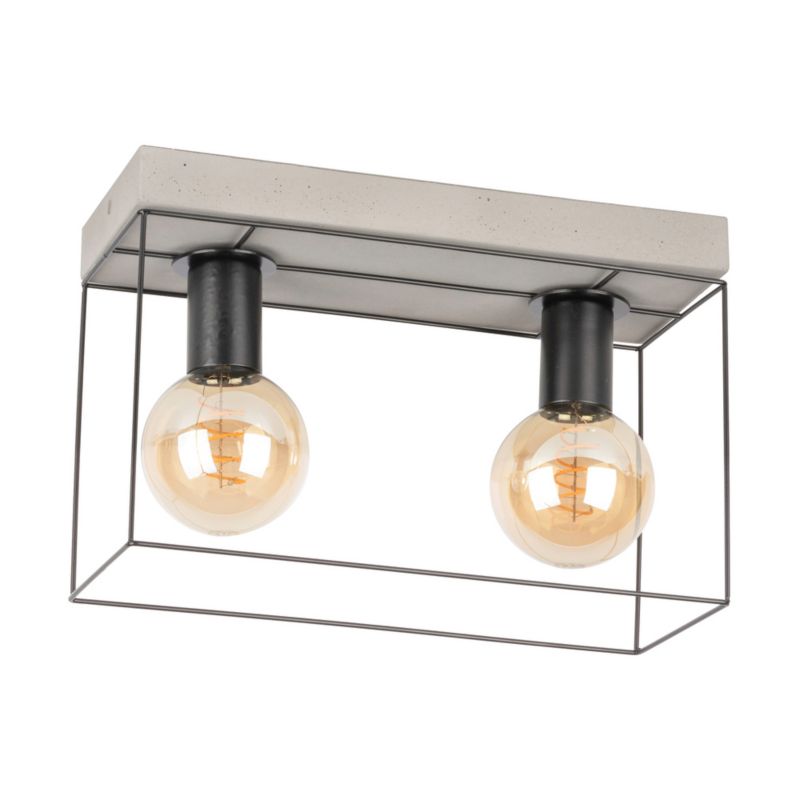 Lampa Sufitowa SPOT Light 2xE27 Max.60W Szary Beton w Połączeniu z Dodatkiem Czerni, Polski Producent, 1 szt.