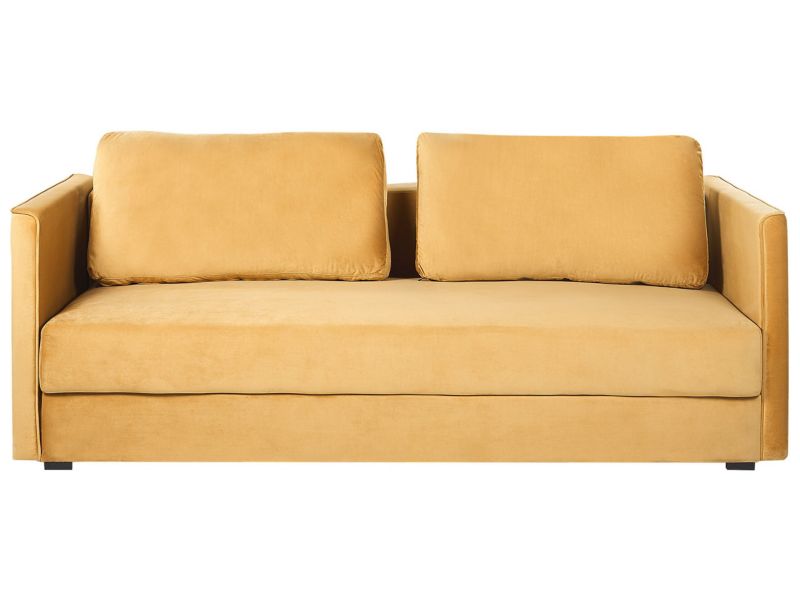 Sofa rozkładana Eksjo Musztardowy Welur 1 szt.