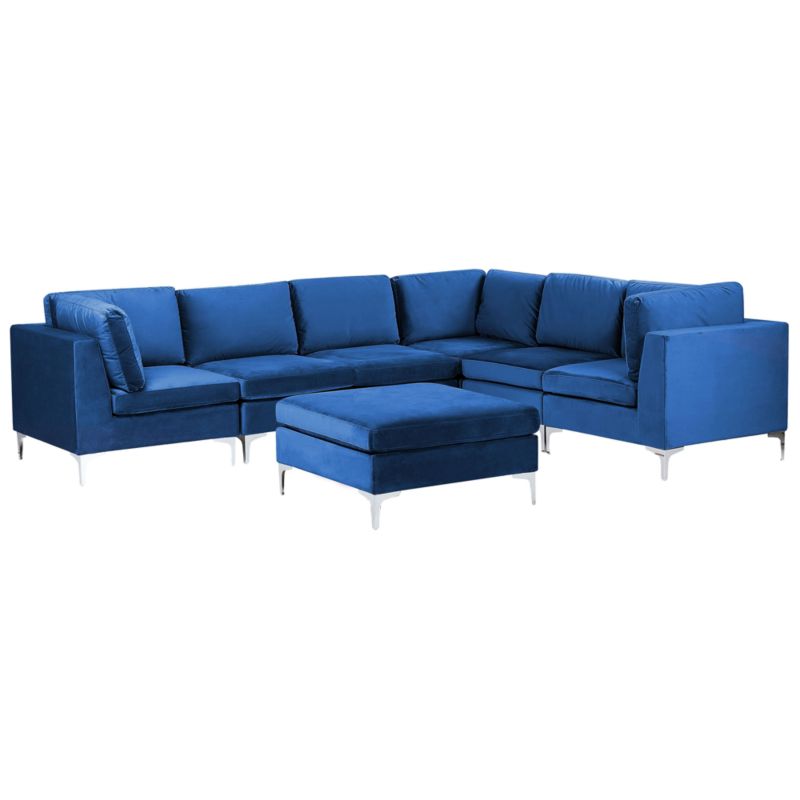 Sofa z ottomaną Evja Granatowy Welur Lewostronny kpl