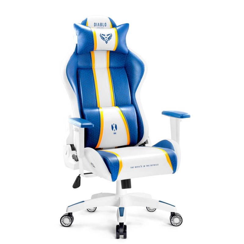 Fotel gamingowy biurowy z ekoskóry XL Diablo X-One 2.0 biało-niebieski 1 szt