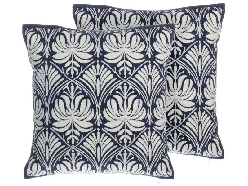 Zestaw 2 poduszek Ikat Nemesia Bawełna 45 x 45 cm Ciemnoniebieski 1 par.