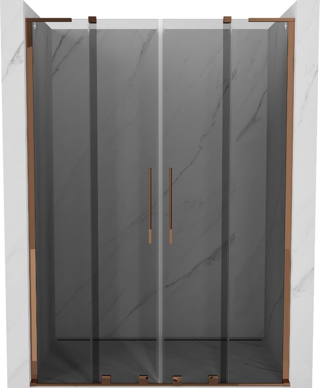 Drzwi prysznicowe rozsuwane Mexen Velar L grafit różowe złoto 150x200 cm 1 szt.