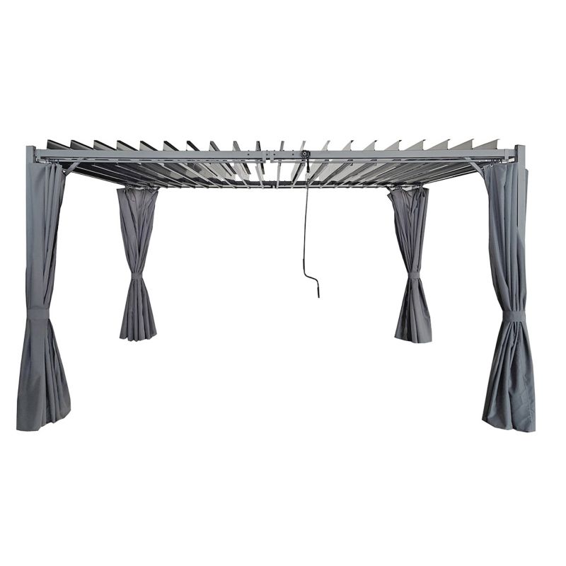 Pergola ogrodowa 4iQ Group 3x4m metalowa z zasłonami zestaw 1szt.