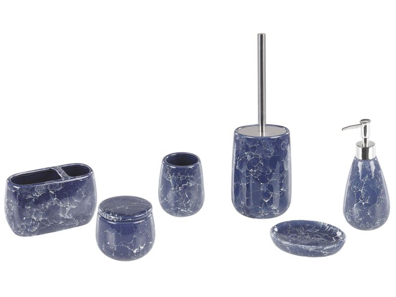 6-częściowy zestaw akcesoriów łazienkowych ceramiczny niebieski Antuco 1 kpl