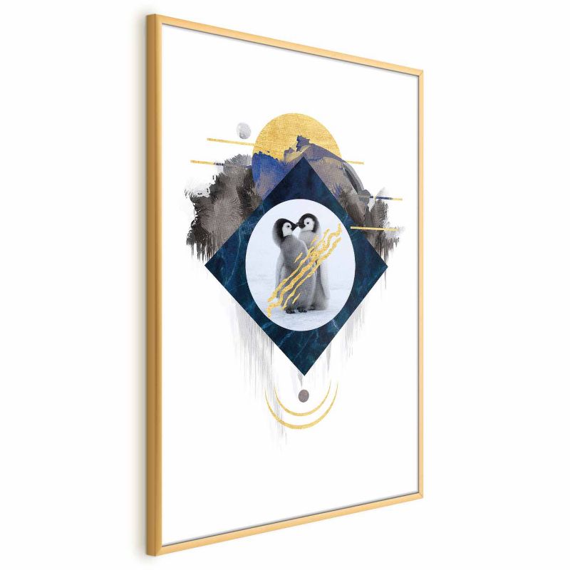 Plakat Artgeist Para pingwinów 60x90 cm z ramą złotą 1 szt