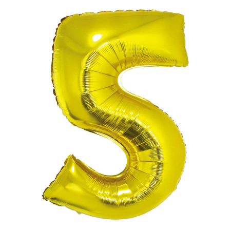 BALON FOLIOWY ZŁOTY CYFRA 5 35CM