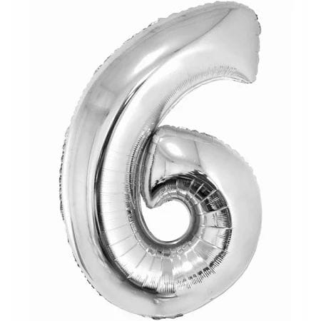 Balon foliowy Cyfra srebrna "6" - Wielkość 92cm