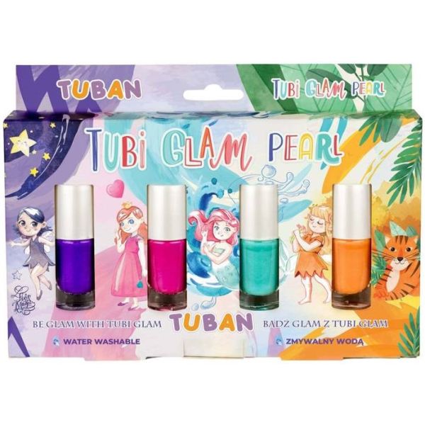 Tubi Glam Zestaw Lakierów Zmywalnych 4 sztuki x 5ml Pearl