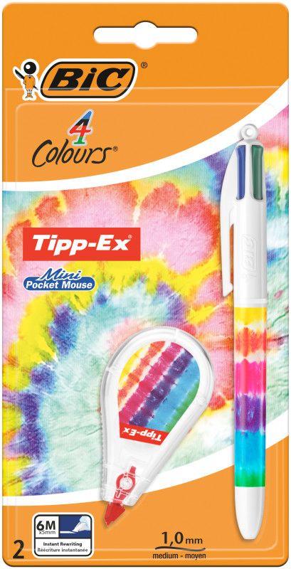 Bic Długopis automatyczny 4 kolory z korektorem w taśmie Rainbow