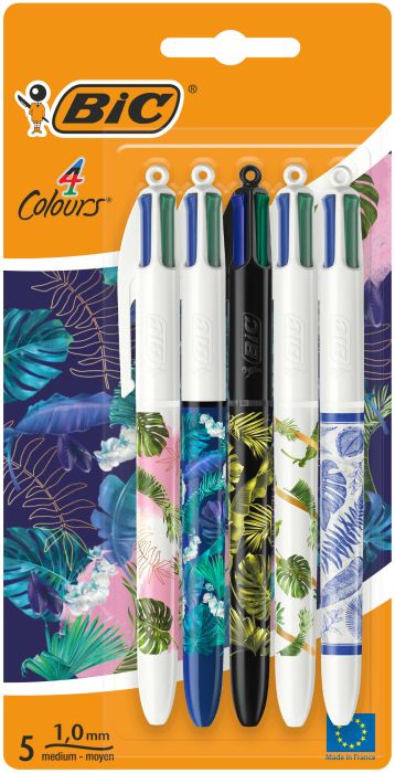 Bic Długopis 4 Colours Message Botanical 1.0 mm 5 sztuk