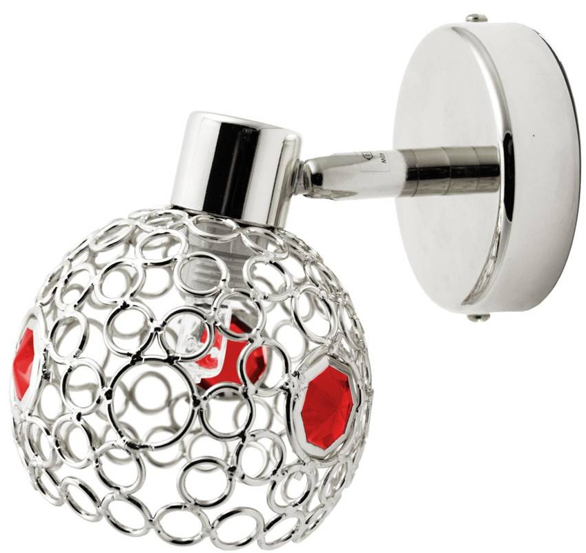 Kinkiet chrom + czerwony lampa spot Aron