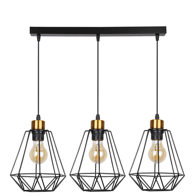 Lampa wisząca listwa czarno-złota 3 Primo