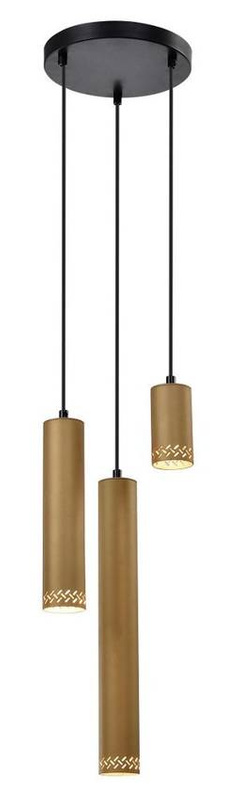 Lampa wisząca czarna/drewniana talerz 3x25W Tubo