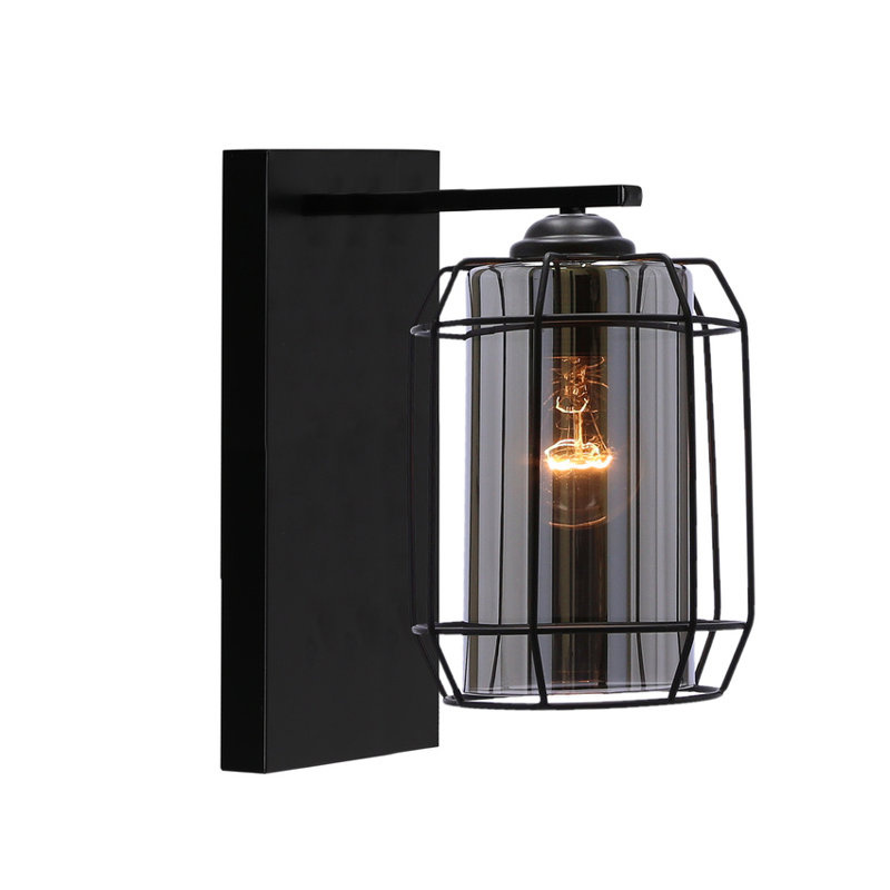 Kinkiet czarny Jonera 1x40W E27 klosz dymiony
