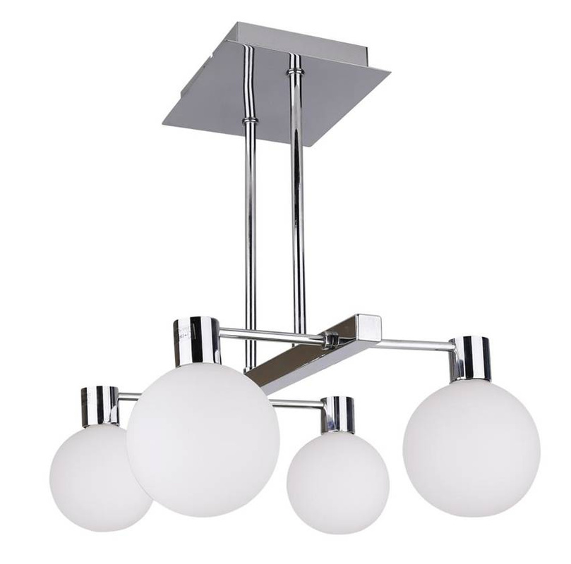 Lampa sufitowa wisząca chrom/biała 4 Maldus