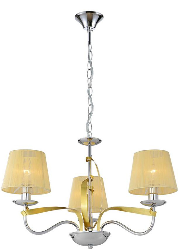 Lampa wisząca chrom złoty nitkowy abażur 3x40W DIJA