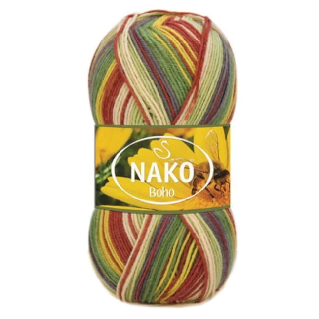 Włóczka skarpetkowa wełniana Nako Boho Desen kol. 82167