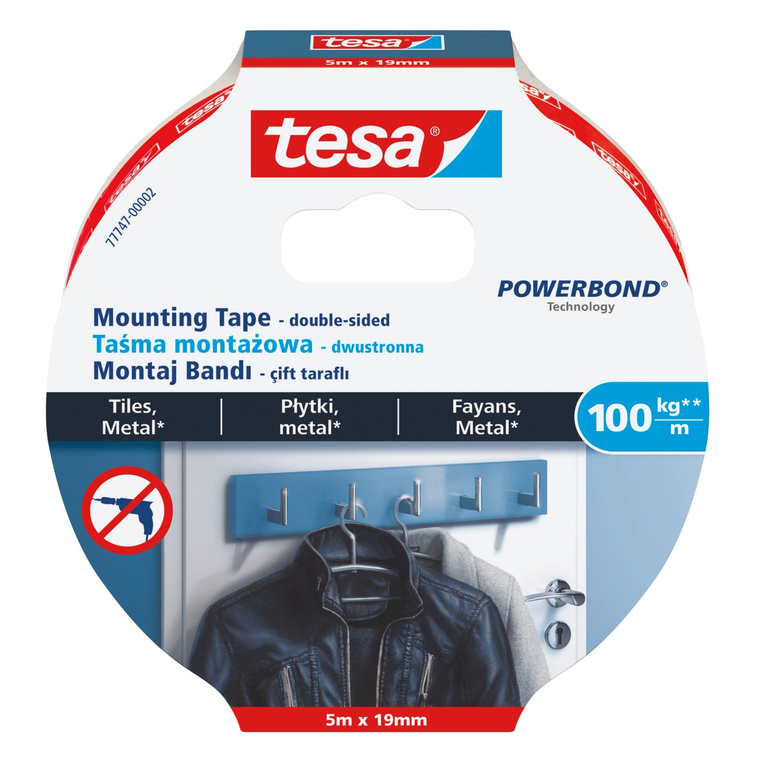 Tesa Taśma montażowa do płytek 5 m x 19 mm