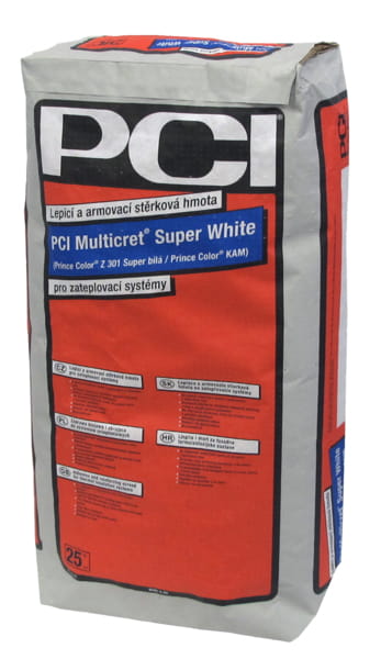 BIAŁA ZAPRAWA KLEJĄCO-SZPACHLOWA DO PRZYKLEJANIA PŁYT STYROPIANOWYCH PCI MULTICRET SUPER WHITE 25KG