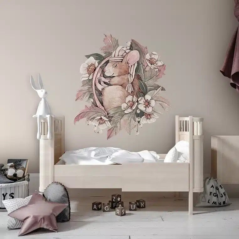 Naklejka ścienna śpiąca Myszka 80x90 cm