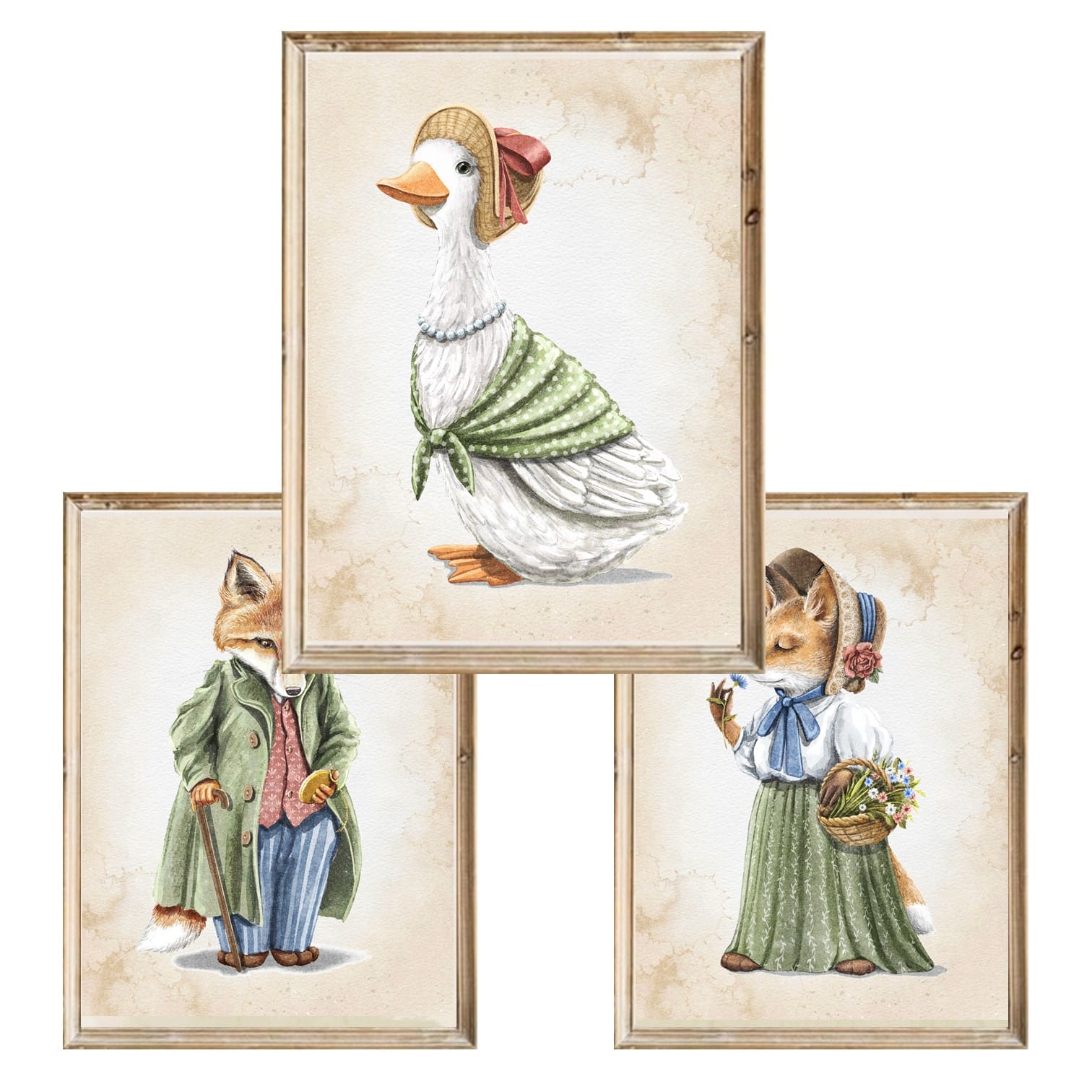 Zestaw trzech plakatów dla dzieci Vintage Animals 1 - A3
