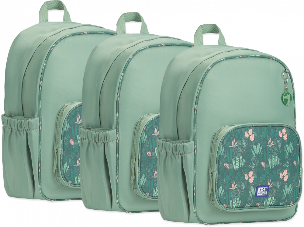 3x Plecak szkolny Oxford Kids, jednokomorowy, 25l, 40x30x16cm, zielony