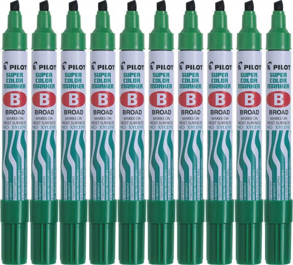 10x Marker permanentny Pilot SCA-B, ścięta, 4.5mm, zielony
